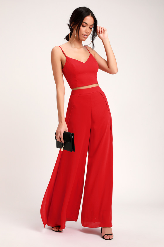 Women’s 2-Piece Strapless Crop Top and Pants Suits