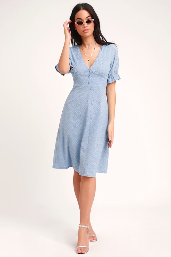 Good to be Me Light Blue Eyelet Lace Midi Dress 4