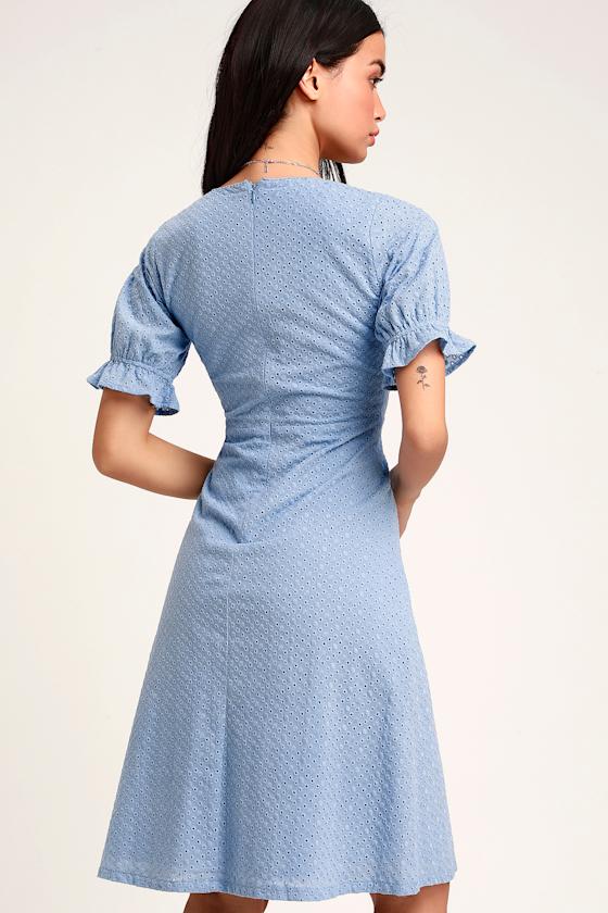 Cute Light Blue Dress Eyelet Lace Dress Midi Dress Dress Lulus