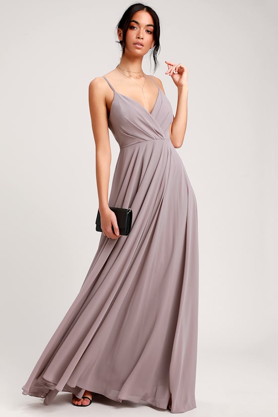 Lovely Taupe Maxi Dress Taupe Maxi Gown Bridesmaid