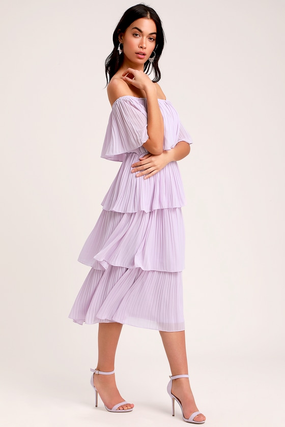 purple dress with ruffles