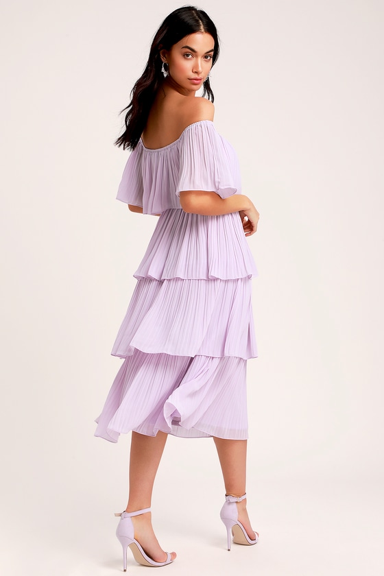 lavender cold shoulder dress