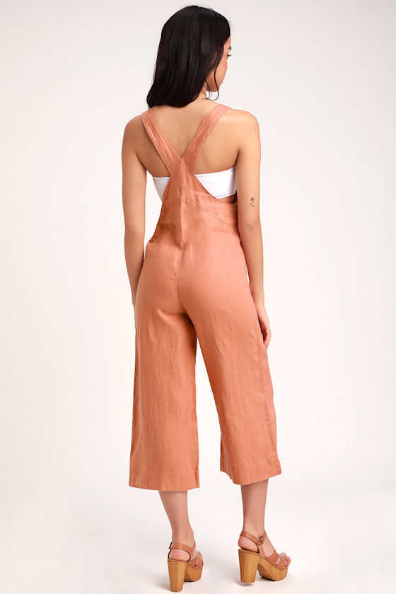 Amalfi Rusty Rose Linen Wide-Leg Sleeveless Jumpsuit 4