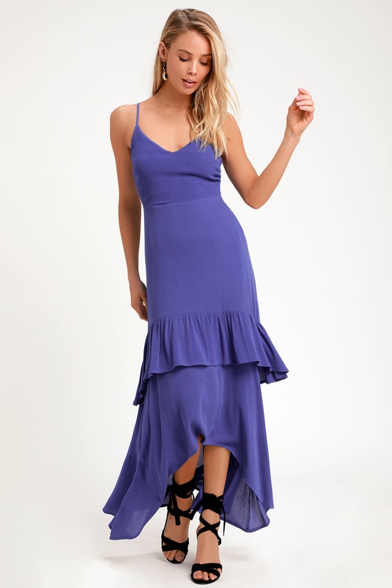 Washed Royal Blue Dress - Midi Dress - Sleeveless Dress - Lulus