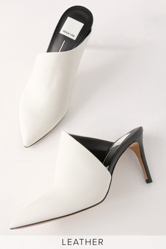 pointed toe white mules