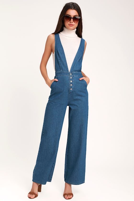 Erin Medium Wash Wide-Leg Jumpsuit 5