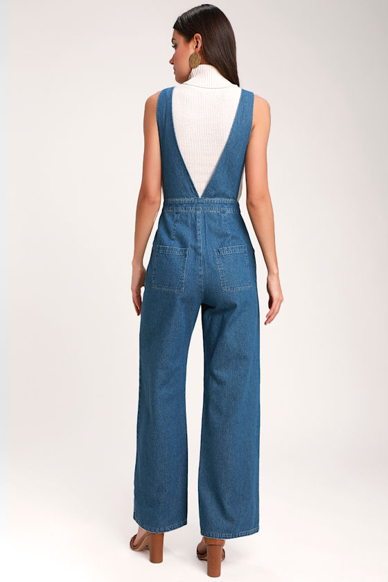 Erin Medium Wash Wide-Leg Jumpsuit 8