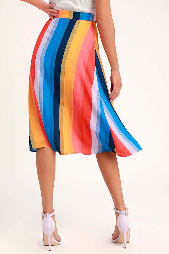 End of the Rainbow Multi Striped Midi Skirt 3