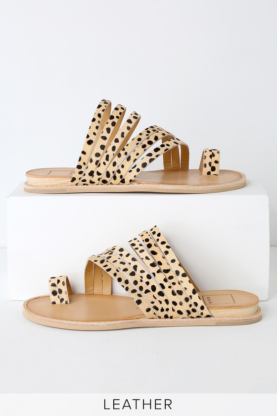 Nelly Leopard Calf Hair Flat Sandals