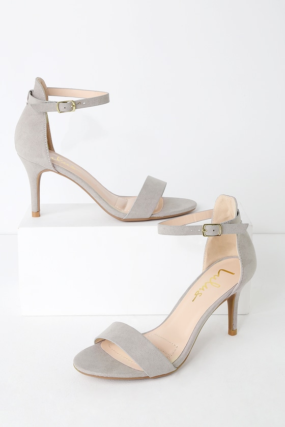 grey suede ankle strap heels