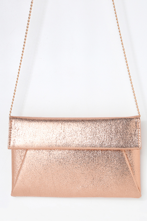 Pretty Rose Gold Clutch Metallic Clutch Envelope Clutch