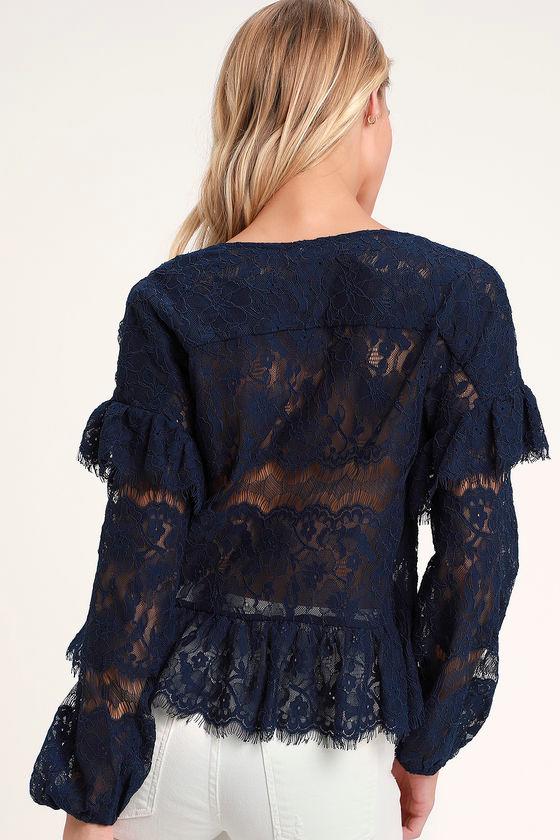 navy blue sheer top