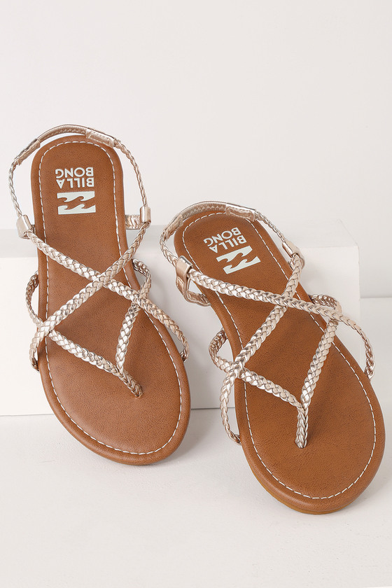 Billabong Crossing Over 2 - Metallic Sandals - Flat Sandals - Lulus