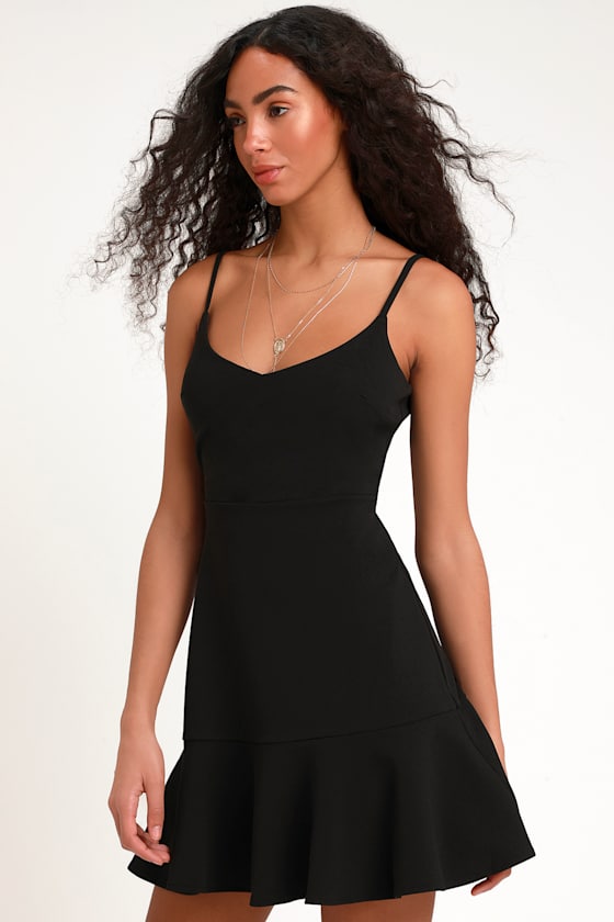 Cute Black Mini Dress Little Black Dress Fit and Fare Dress Lulus
