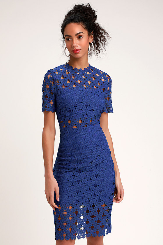 Royal Blue Crochet Dress
