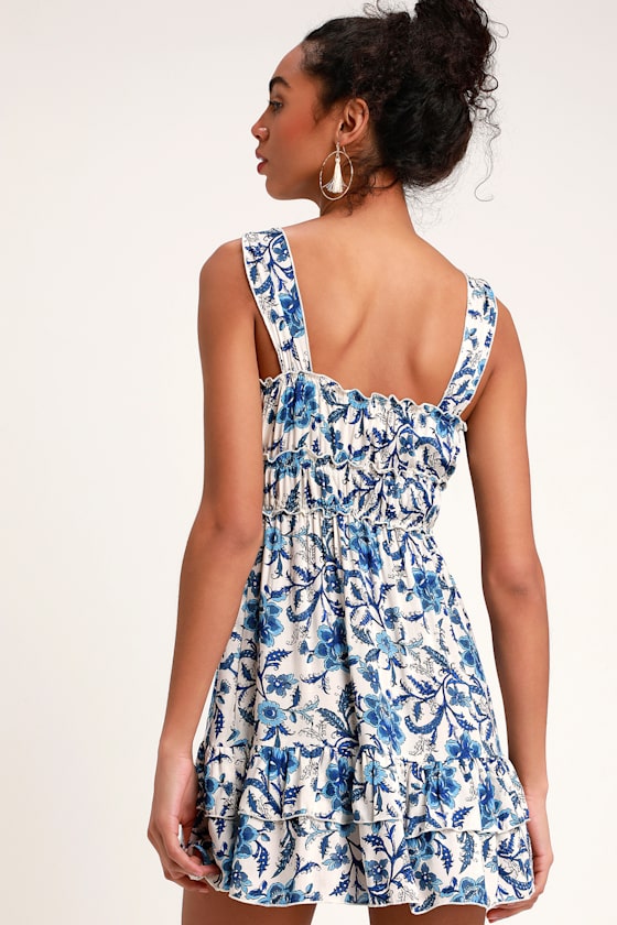 Mia Blue Print Sleeveless Skater Dress 4