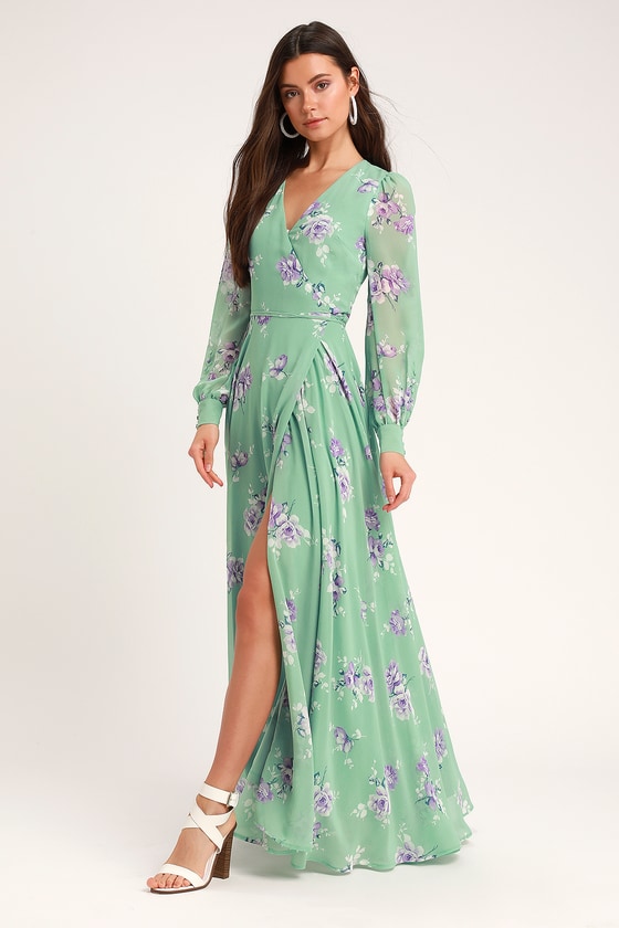 my whole heart emerald green long sleeve wrap dress