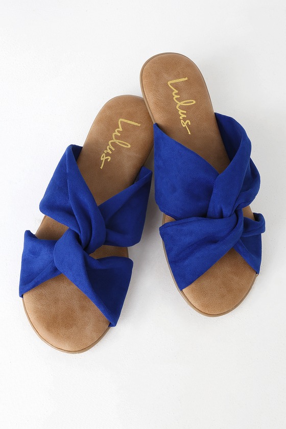 Cute Blue Sandals - Vegan Leather Sandals - Slide Sandals - Lulus