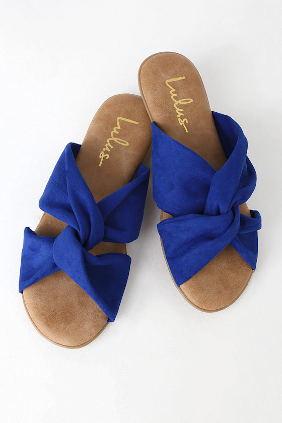 Santana Blue Suede Slide Sandals 1