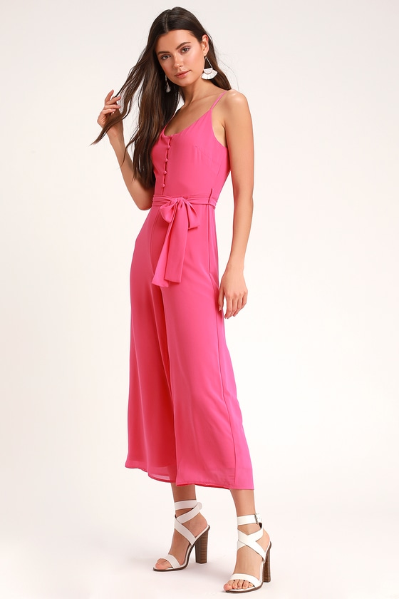 Cute Pink Jumpsuit - Culotte Jumpsuit - Midi Jumpsuit - Lulus