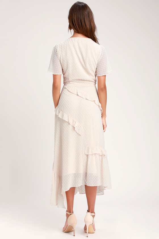 Lovely Cream Dress - Ruffled Midi Dress 