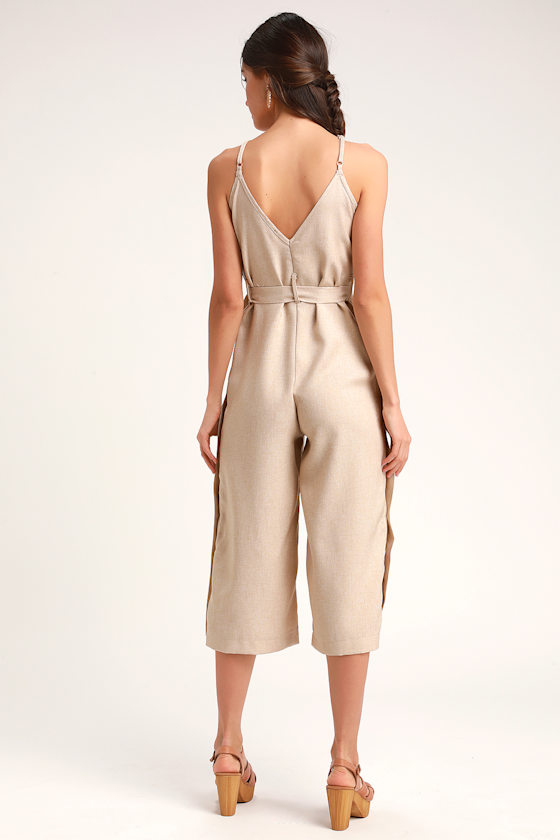 Blume Taupe Button-Up Culotte Jumpsuit 2