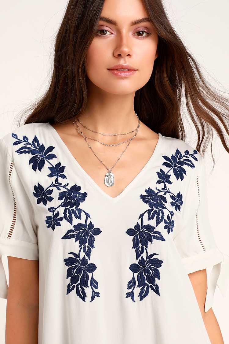 sachin and babi light blue dress Embroidered Button Dress, Blue - New Arrivals