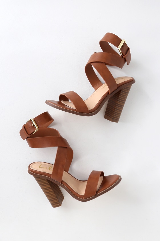 Buy > tan strappy heel > in stock