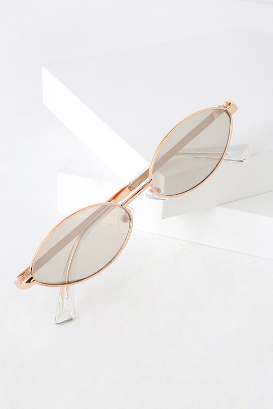 Super Vision Rose Gold and Clear Small Oval Sunglasses 1