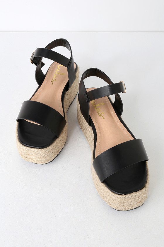 Cute Black Sandals Espadrille Sandals Flatform Sandals Cute Black Sandals Espadrille Sandals Flatform Sandals