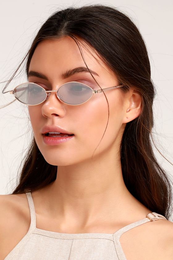 Super Vision Rose Gold and Clear Small Oval Sunglasses 4