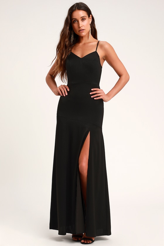 Sexy Black Dress - Sleek Dress - Maxi Dress - Satin Maxi Dress - Lulus