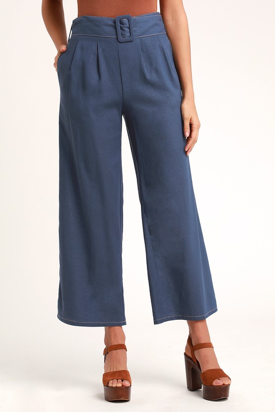 blue belted trousers