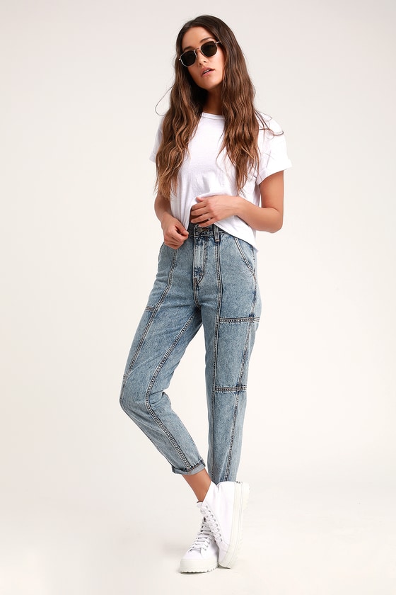 High waisted acid wash mom jeans jcp toppers