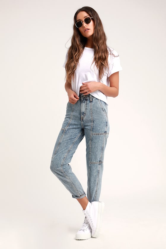 High waisted acid wash mom jeans jcp toppers