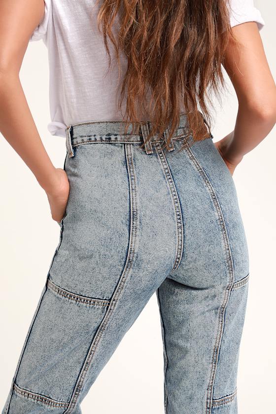 Mom Jeans Acid Wash High-Waisted Cropped Jeans 4
