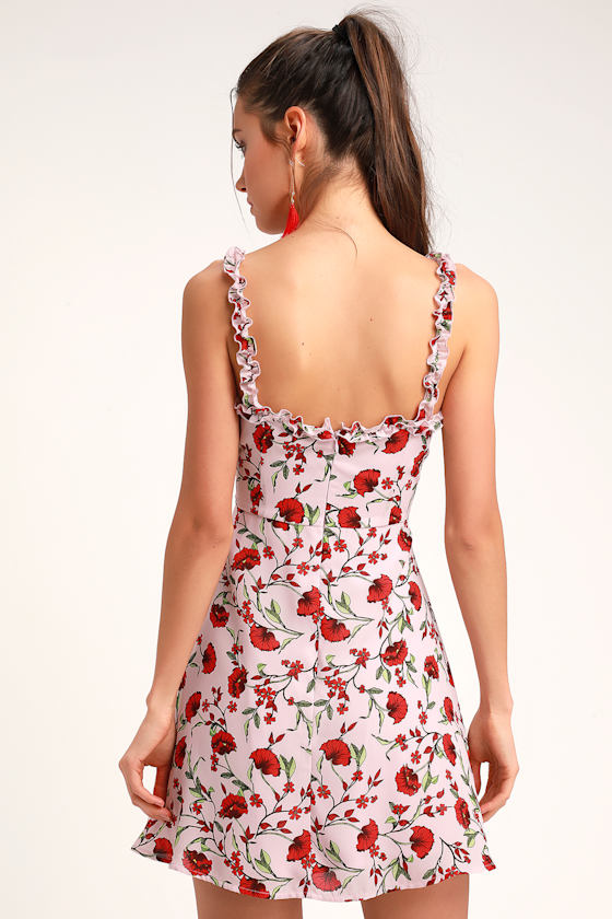 Flower Moves Blush Pink Floral Print Skater Dress 2