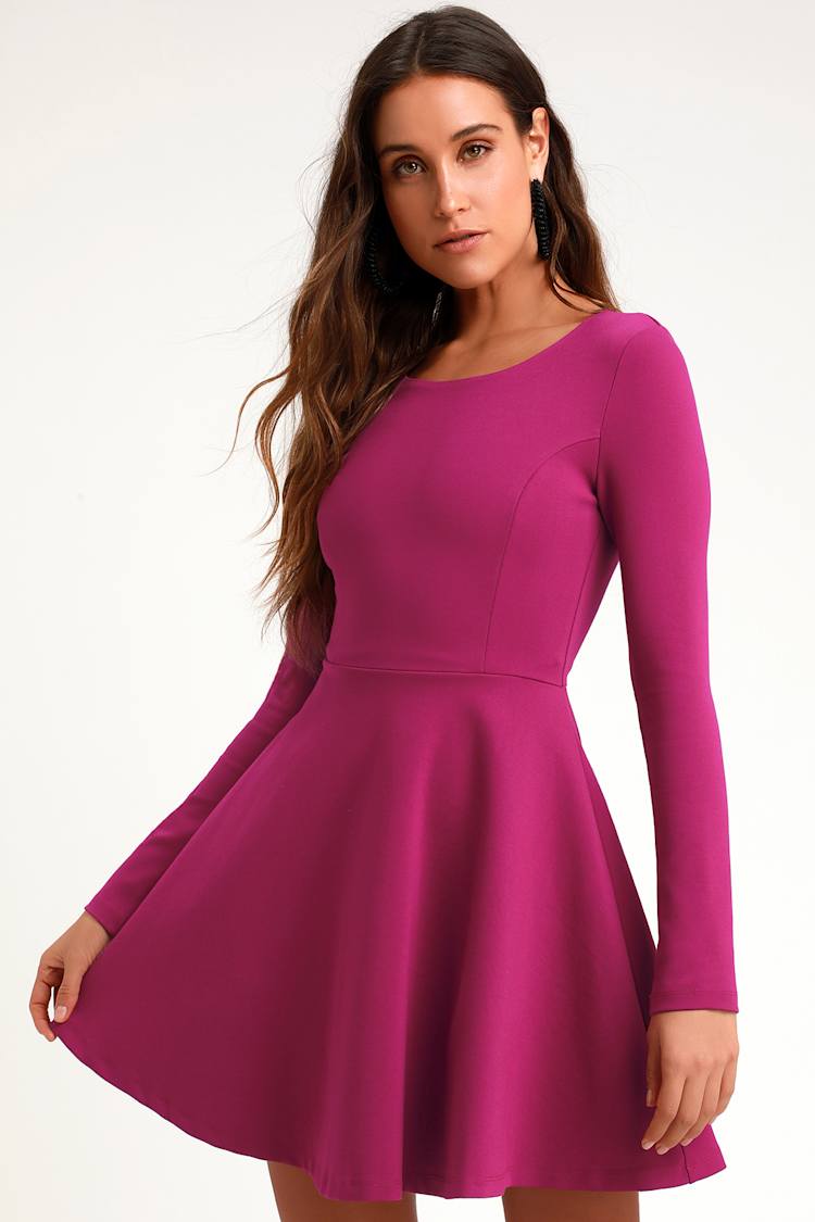 Formal Long Sleeve Skater Dress 24seven Comfort Apparel Women's Long Sleeve Knee Length Skater Dress Black Formal Long Sleeve Skater Dress 24seven Comfort Apparel Women's Long Sleeve Knee Length Skater Dress Black