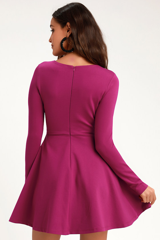 Long Sleeve Dress - Skater Dress - Lulus