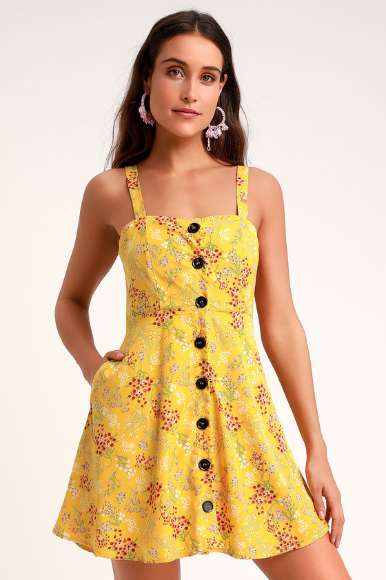 lulus yellow floral dress