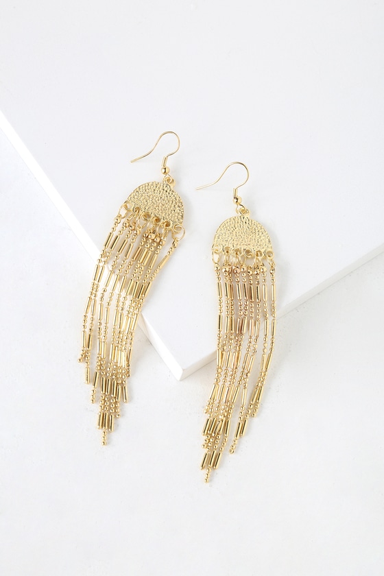 Boho Gold Earrings - Fringe Earrings - Beaded Earrings - Earrings - Lulus