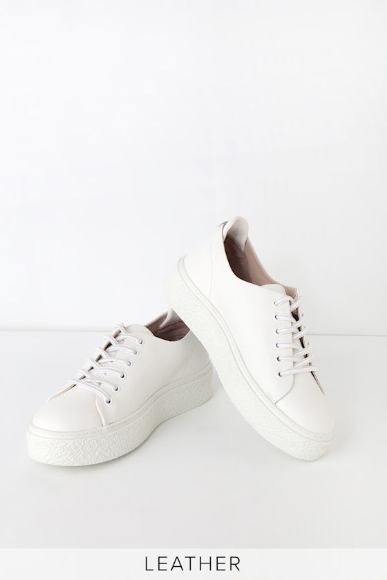 Poetic White Leather Flatform Sneakers 1