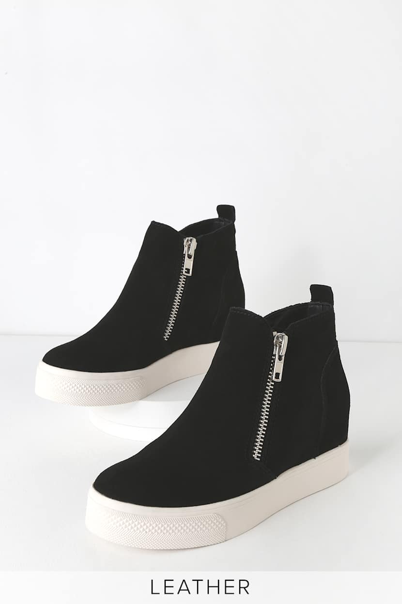 Steve Madden Wedgie Sneakers Black Suede Sneakers Lulus