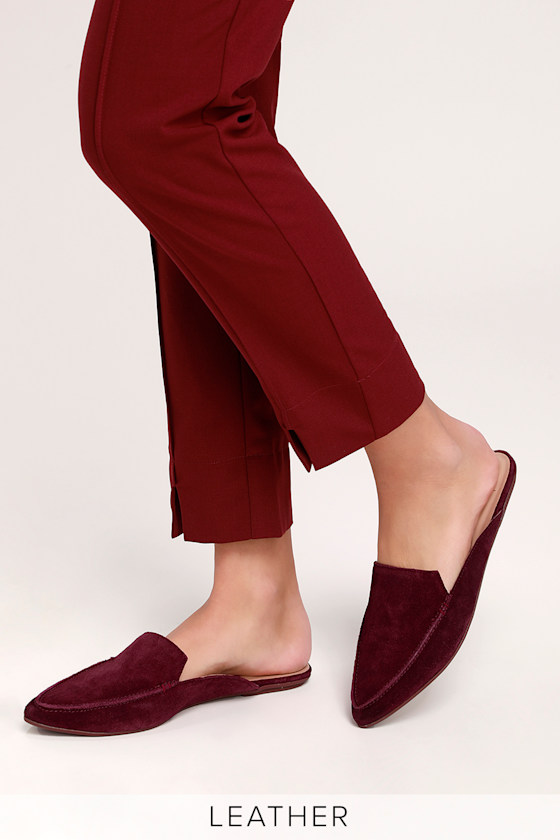 Joelle Leather Burgundy Suede Loafer Slides 2