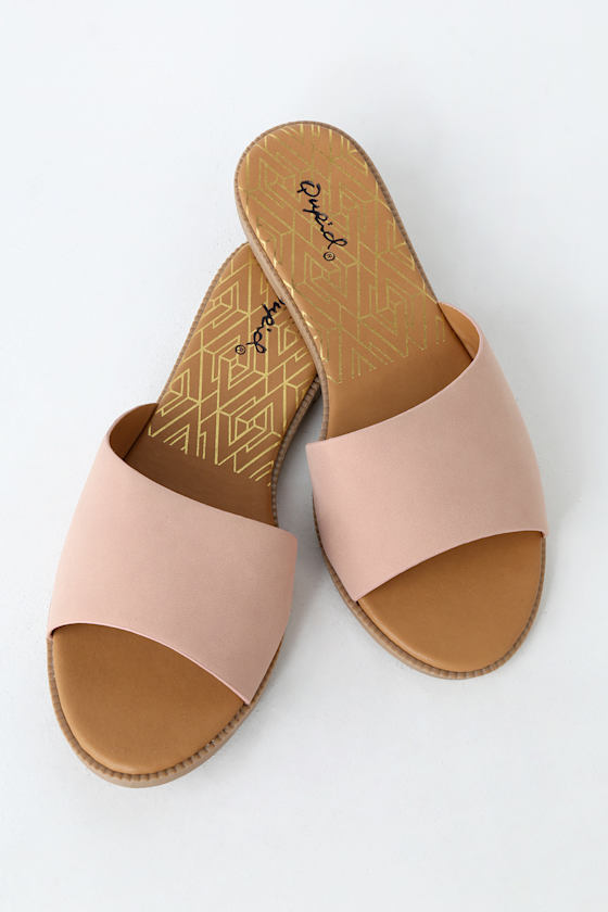 Reina Blush Nubuck Slide Sandals 1