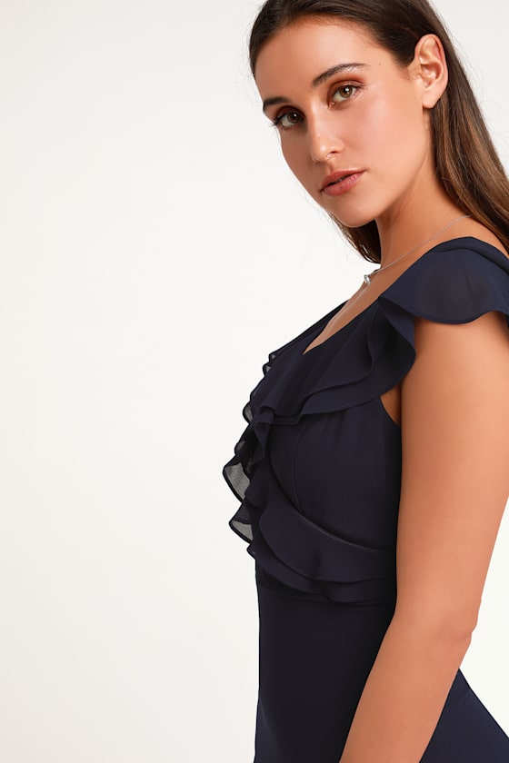 Stunning Maxi Dress - Ruffled Maxi Dress - Navy Blue Maxi Dress - Lulus