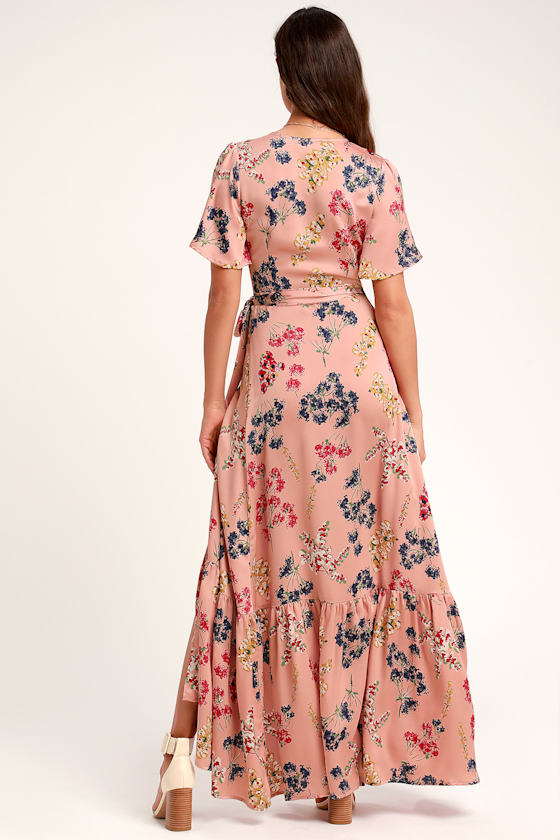 Mystic Mondays Mauve Floral Print Wrap Maxi Dress 3