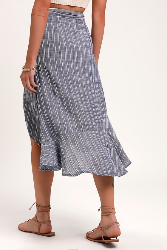 Close to my Heart Lydia Midi Skirt Washed Blue