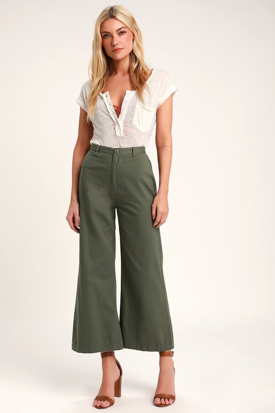 olive green straight leg pants