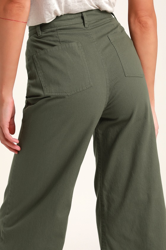 wide leg olive green pants